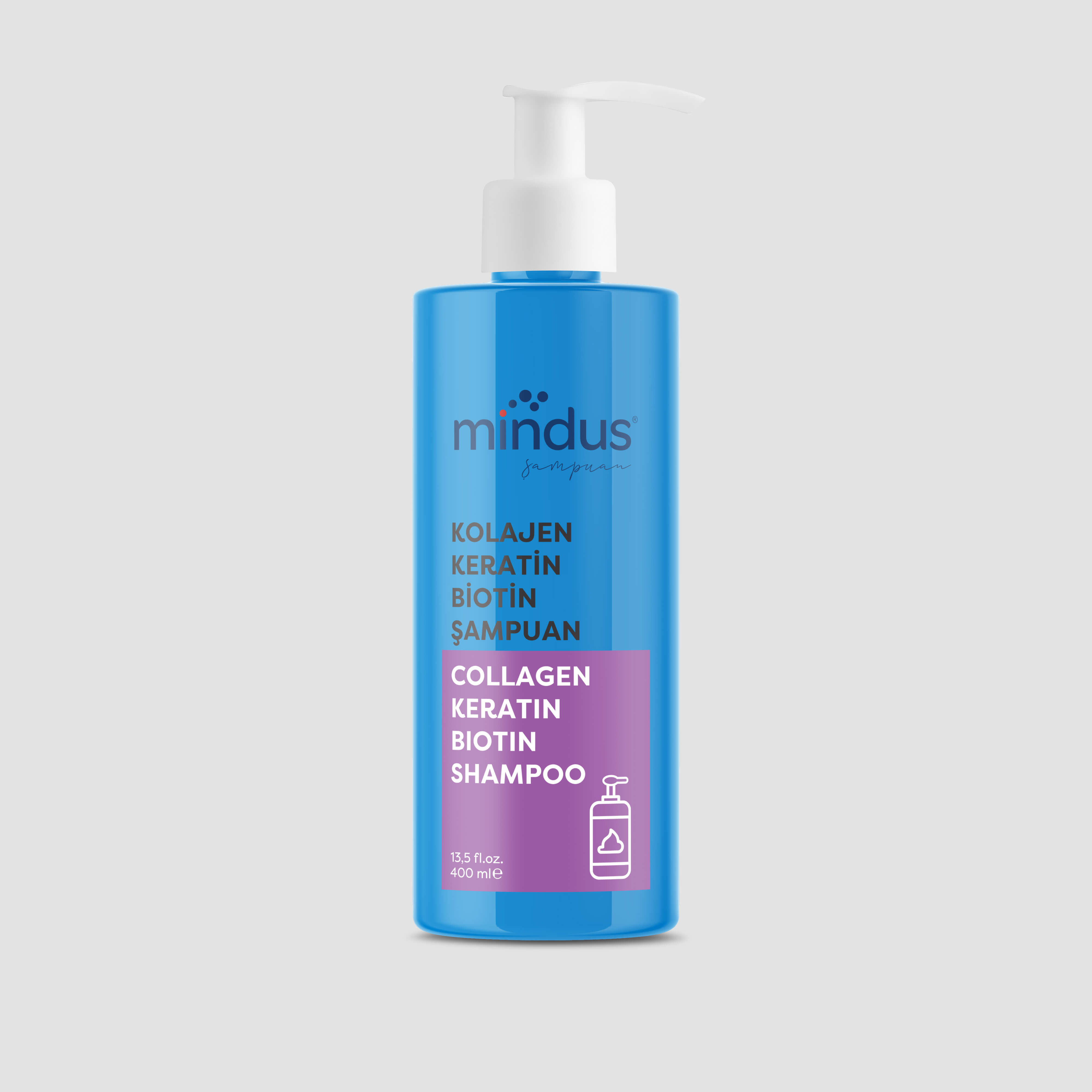 mindus Collagen & Keratin & Biotin Ekstra Hacim Şampuanı 400ml – Tüm Saçlar