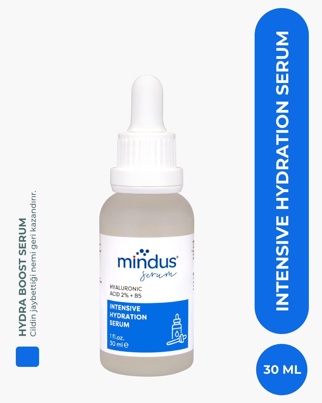 mindus Yoğun Nemlendirme ve Dolgunlaştırıcı Etkili Yenileyici Cilt Bakım Serumu (Hyaluronic Acid 2% + B5)